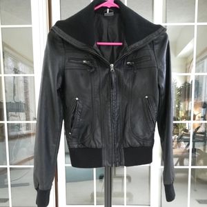 Black Urban Outfitters Faux Leather Bomber Jacket